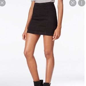 Free People- Modern Femme Washed Black Denim Mini Skirt